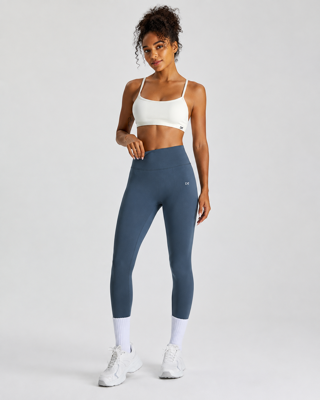 The High Waist Core Control Set -Blue/White