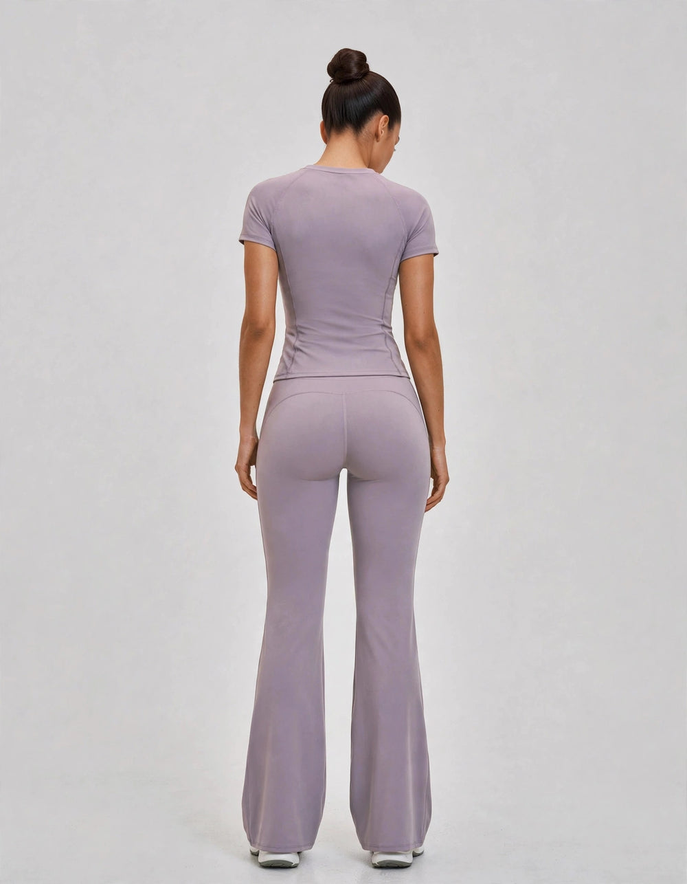 The Studio High Waist Flare Lavender on model - rear view