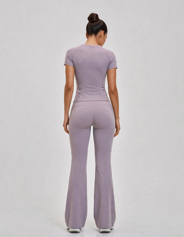 The Studio High Waist Flare Lavender on model - rear view