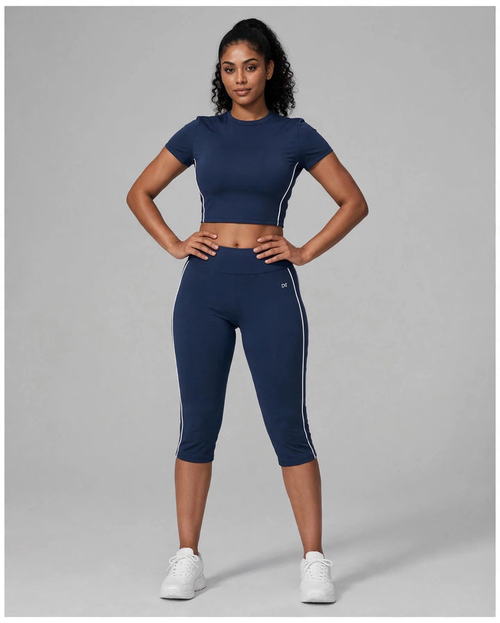 The Line Crop Tee Navy